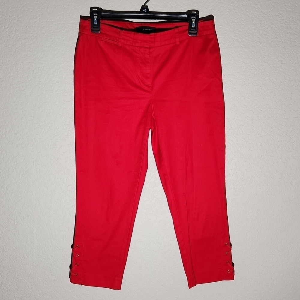 Talbots Capri Pants Womens Size 4 Petites Red Laced Sides Crop